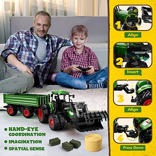 Remote Control Tractor Toy, Kids RC Tractor Set & Truck and Trailer Front Loader - Metal Car Head/8 Wheel/ Light, Toddlers Farm Vehicle Toys for 2 3 4 5 6 7 8 9 Year Old Boys Christmas Birthday Gif Top 10 🎉 Remote Control Tractor Toy, Kids RC Tractor Set & Truck And Trailer Front Loader - Metal Car Head/8 Wheel/ Light, Toddlers Farm Vehicle Toys For 2 3 4 5 6 7 8 9 Year Old Boys 🔔 Christmas 🎂 Birthday Gif 😉 -Slot Cars toys Sales Shop 51IL4if7RTL
