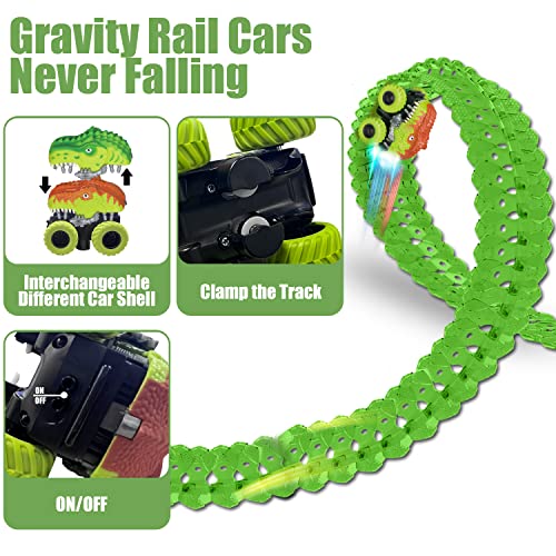 Inodoo Magic Tracks for Boys Girls Kids, 144Pcs Flexible Glow in The Dark Race Track with LED Light-Up Dinosaur Race Car, STEM Building Slot Car Toys Best Christmas Birthday Gifts for Aged 4-8 Dinosaur Race Track With 360° Loop Track Best Sale 🌟 Inodoo Magic Tracks For Boys 👧 Girls Kids, 144Pcs Flexible Glow In The Dark Race Track With LED Light-Up Dinosaur Race Car, STEM Building Slot Car Toys Best 🎄 Christmas 🥳 Birthday Gifts For Aged 4-8 Dinosaur Race Track With 360° Loop Track 🎉 -Slot Cars toys Sales Shop 51JIedDDWtL