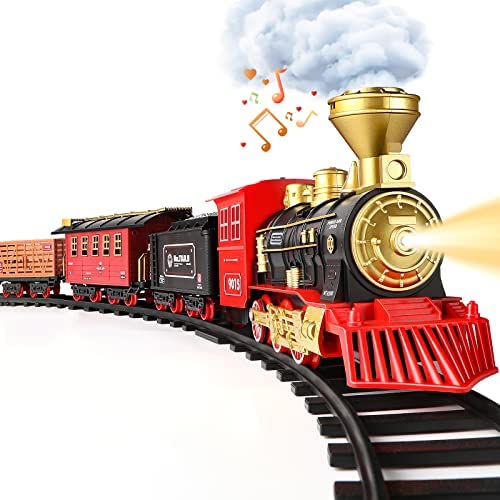 Train Set - Train Toy for Boys Girls w/ Smokes, Lights & Sound, Railway Kits w/ Steam Locomotive Engine, Cargo Cars & Tracks, Christmas Gifts for 3 4 5 6 7 8+ year old Kids Red Cheap 🤩 Train Set - Train Toy For Boys 👧 Girls W/ Smokes, Lights & Sound, Railway Kits W/ Steam Locomotive Engine, Cargo Cars & Tracks, 🎁 Christmas Gifts For 3 4 5 6 7 8+ Year Old Kids Red 😍 -Slot Cars toys Sales Shop 51K7X74Yy3L. AC