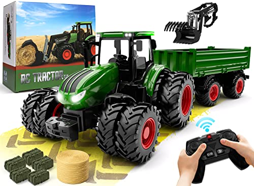 Remote Control Tractor Toy, Kids RC Tractor Set & Truck and Trailer Front Loader - Metal Car Head/8 Wheel/ Light, Toddlers Farm Vehicle Toys for 2 3 4 5 6 7 8 9 Year Old Boys Christmas Birthday Gif Top 10 🎉 Remote Control Tractor Toy, Kids RC Tractor Set & Truck And Trailer Front Loader - Metal Car Head/8 Wheel/ Light, Toddlers Farm Vehicle Toys For 2 3 4 5 6 7 8 9 Year Old Boys 🔔 Christmas 🎂 Birthday Gif 😉 -Slot Cars toys Sales Shop 51dFvaHrRpL