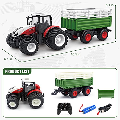 RC Tractor Remote Control Farm Truck with Trailer, 1/24 Scale 2.4Ghz Electronic Tractor Farm Vehicle Toy with Light for Kids Age 5, 6, 7, 8, 9 and Up Years Old Hot Sale ✔️ RC Tractor Remote Control Farm Truck With Trailer, 1/24 Scale 2.4Ghz Electronic Tractor Farm Vehicle Toy With Light For Kids Age 5, 6, 7, 8, 9 And Up Years Old ⌛ -Slot Cars toys Sales Shop 51hC2WNBzDL