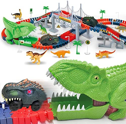 Inodoo Magic Tracks for Boys Girls Kids, 144Pcs Flexible Glow in The Dark Race Track with LED Light-Up Dinosaur Race Car, STEM Building Slot Car Toys Best Christmas Birthday Gifts for Aged 4-8 Dinosaur Race Track With 360° Loop Track Best Sale 🌟 Inodoo Magic Tracks For Boys 👧 Girls Kids, 144Pcs Flexible Glow In The Dark Race Track With LED Light-Up Dinosaur Race Car, STEM Building Slot Car Toys Best 🎄 Christmas 🥳 Birthday Gifts For Aged 4-8 Dinosaur Race Track With 360° Loop Track 🎉 -Slot Cars toys Sales Shop 51odvSizkTL. AC