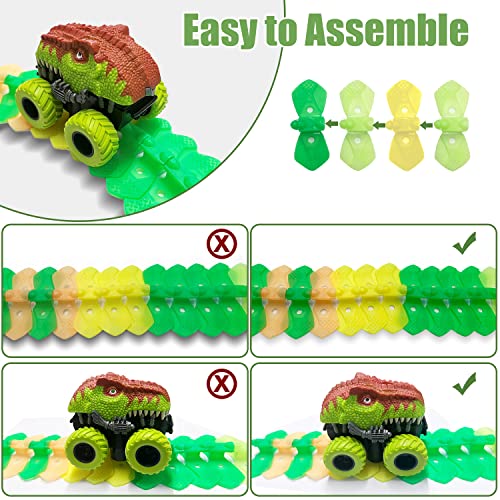Inodoo Magic Tracks for Boys Girls Kids, 144Pcs Flexible Glow in The Dark Race Track with LED Light-Up Dinosaur Race Car, STEM Building Slot Car Toys Best Christmas Birthday Gifts for Aged 4-8 Dinosaur Race Track With 360° Loop Track Best Sale 🌟 Inodoo Magic Tracks For Boys 👧 Girls Kids, 144Pcs Flexible Glow In The Dark Race Track With LED Light-Up Dinosaur Race Car, STEM Building Slot Car Toys Best 🎄 Christmas 🥳 Birthday Gifts For Aged 4-8 Dinosaur Race Track With 360° Loop Track 🎉 -Slot Cars toys Sales Shop