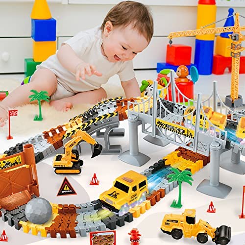 Inodoo Magic Tracks for Boys Girls Kids, 144Pcs Flexible Glow in The Dark Race Track with LED Light-Up Dinosaur Race Car, STEM Building Slot Car Toys Best Christmas Birthday Gifts for Aged 4-8 Dinosaur Race Track With 360° Loop Track Best Sale 🌟 Inodoo Magic Tracks For Boys 👧 Girls Kids, 144Pcs Flexible Glow In The Dark Race Track With LED Light-Up Dinosaur Race Car, STEM Building Slot Car Toys Best 🎄 Christmas 🥳 Birthday Gifts For Aged 4-8 Dinosaur Race Track With 360° Loop Track 🎉 -Slot Cars toys Sales Shop