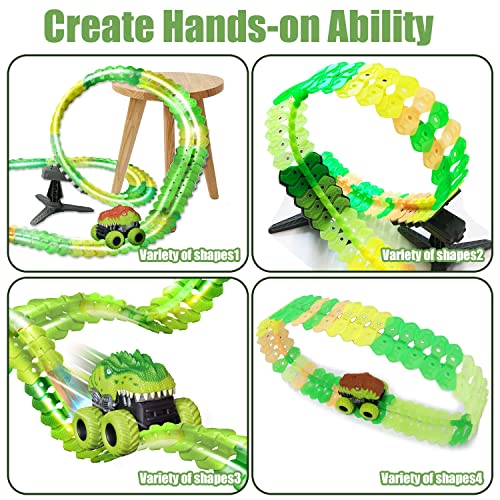 Inodoo Magic Tracks for Boys Girls Kids, 144Pcs Flexible Glow in The Dark Race Track with LED Light-Up Dinosaur Race Car, STEM Building Slot Car Toys Best Christmas Birthday Gifts for Aged 4-8 Dinosaur Race Track With 360° Loop Track Best Sale 🌟 Inodoo Magic Tracks For Boys 👧 Girls Kids, 144Pcs Flexible Glow In The Dark Race Track With LED Light-Up Dinosaur Race Car, STEM Building Slot Car Toys Best 🎄 Christmas 🥳 Birthday Gifts For Aged 4-8 Dinosaur Race Track With 360° Loop Track 🎉 -Slot Cars toys Sales Shop 51vYv10NQPL