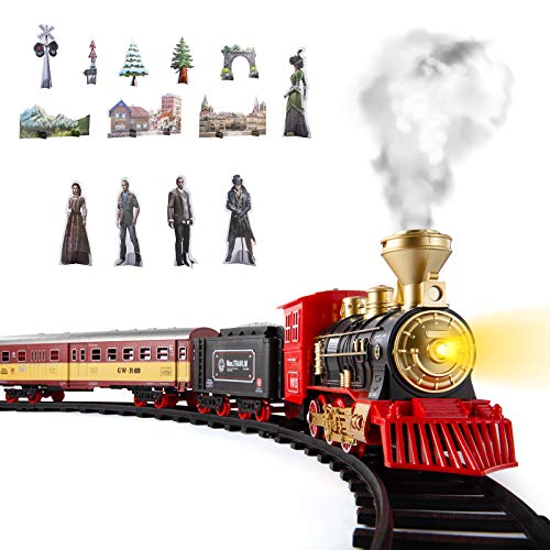 Train Sets with Steam Locomotive Engine, Cargo Car and Tracks, Battery Powered Play Set Toy w/ Smoke, Light & Sounds, for Kids, Boys & Girls 3 4 5 6 7 Years Old Cheap π Train Sets With Steam Locomotive Engine, Cargo Car And Tracks, Battery Powered Play Set Toy W/ Smoke, Light & Sounds, For Kids, Boys & π§ Girls 3 4 5 6 7 Years Old π -Slot Cars toys Sales Shop