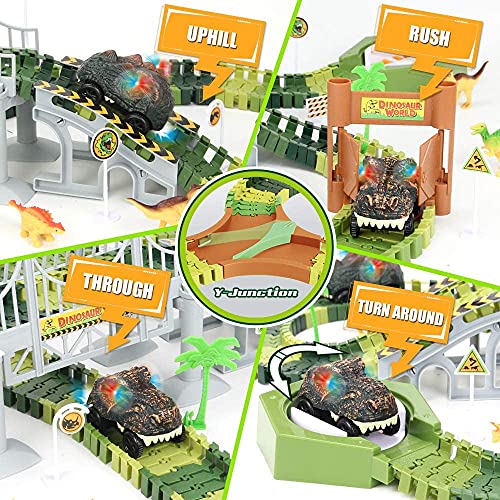 174 PCS Dinosaur Toys Race Track, Flexible Train Tracks with 8 Dinosaurs Figures, 2 Electric Race Cars Vehicle Playset with Lights to Create A Dinosaur World Road Race for Toddlers Kids Boys Girls Best deal โ 174 PCS Dinosaur Toys Race Track, Flexible Train Tracks With 8 Dinosaurs Figures, 2 Electric Race Cars Vehicle Playset With Lights To Create A Dinosaur World Road Race For Toddlers Kids Boys ๐ง Girls โ๏ธ -Slot Cars toys Sales Shop 61OHCYlzkmL