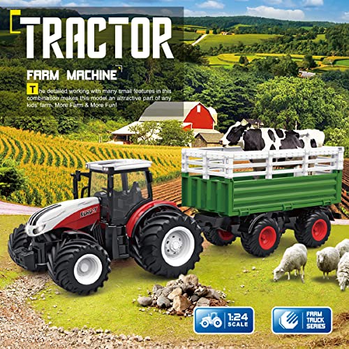RC Tractor Remote Control Farm Truck with Trailer, 1/24 Scale 2.4Ghz Electronic Tractor Farm Vehicle Toy with Light for Kids Age 5, 6, 7, 8, 9 and Up Years Old Hot Sale ✔️ RC Tractor Remote Control Farm Truck With Trailer, 1/24 Scale 2.4Ghz Electronic Tractor Farm Vehicle Toy With Light For Kids Age 5, 6, 7, 8, 9 And Up Years Old ⌛ -Slot Cars toys Sales Shop 61wWuDPpUsL
